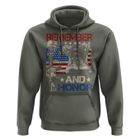 Remember And Honor Hoodie Memorial Day Veteran Boots American Flag
