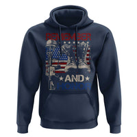 Remember And Honor Hoodie Memorial Day Veteran Boots American Flag
