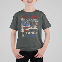 Remember And Honor T Shirt For Kid Memorial Day Veteran Boots American Flag