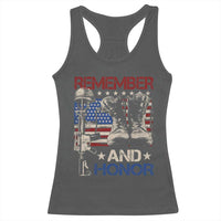 Remember And Honor Racerback Tank Top Memorial Day Veteran Boots American Flag