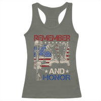 Remember And Honor Racerback Tank Top Memorial Day Veteran Boots American Flag