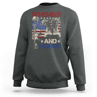 Remember And Honor Sweatshirt Memorial Day Veteran Boots American Flag