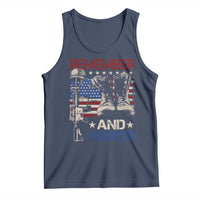 Remember And Honor Tank Top Memorial Day Veteran Boots American Flag