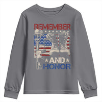 Remember And Honor Youth Sweatshirt Memorial Day Veteran Boots American Flag