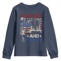 Remember And Honor Youth Sweatshirt Memorial Day Veteran Boots American Flag