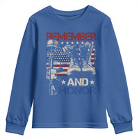 Remember And Honor Youth Sweatshirt Memorial Day Veteran Boots American Flag