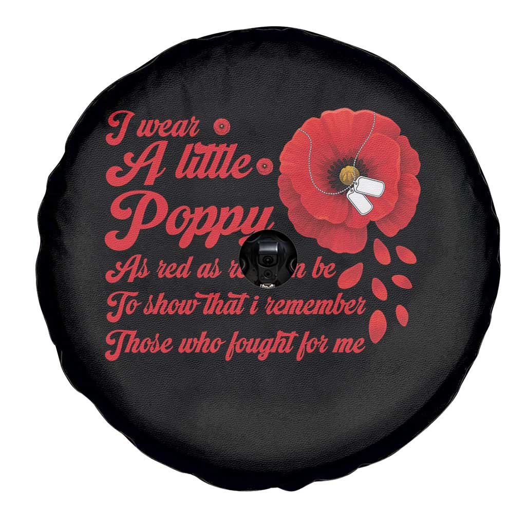 I Wear A Little Poppy Memorial Day Spare Tire Cover Veterans Day USA Red Poppy Flower