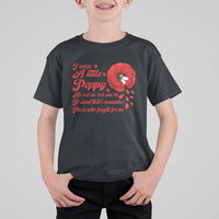 I Wear A Little Poppy Memorial Day T Shirt For Kid Veterans Day USA Red Poppy Flower