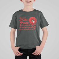I Wear A Little Poppy Memorial Day T Shirt For Kid Veterans Day USA Red Poppy Flower