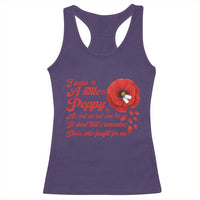 I Wear A Little Poppy Memorial Day Racerback Tank Top Veterans Day USA Red Poppy Flower