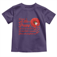 I Wear A Little Poppy Memorial Day Toddler T Shirt Veterans Day USA Red Poppy Flower