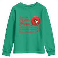 I Wear A Little Poppy Memorial Day Youth Sweatshirt Veterans Day USA Red Poppy Flower