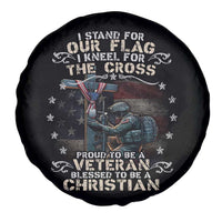 I Stand For Our Flag I Kneel For The Cross Proud Christian Veteran Spare Tire Cover