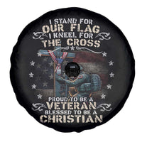 I Stand For Our Flag I Kneel For The Cross Proud Christian Veteran Spare Tire Cover