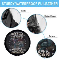 I Stand For Our Flag I Kneel For The Cross Proud Christian Veteran Spare Tire Cover
