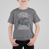 I Stand For Our Flag I Kneel For The Cross Proud Christian Veteran T Shirt For Kid