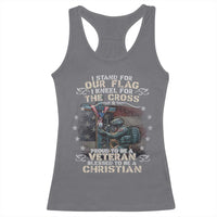 I Stand For Our Flag I Kneel For The Cross Proud Christian Veteran Racerback Tank Top