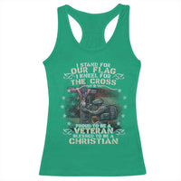 I Stand For Our Flag I Kneel For The Cross Proud Christian Veteran Racerback Tank Top