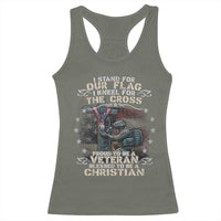 I Stand For Our Flag I Kneel For The Cross Proud Christian Veteran Racerback Tank Top