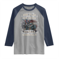 I Stand For Our Flag I Kneel For The Cross Proud Christian Veteran Raglan Shirt