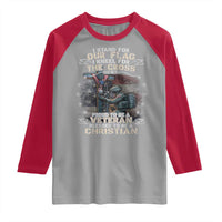 I Stand For Our Flag I Kneel For The Cross Proud Christian Veteran Raglan Shirt