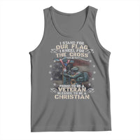 I Stand For Our Flag I Kneel For The Cross Proud Christian Veteran Tank Top