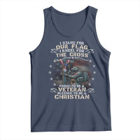 I Stand For Our Flag I Kneel For The Cross Proud Christian Veteran Tank Top