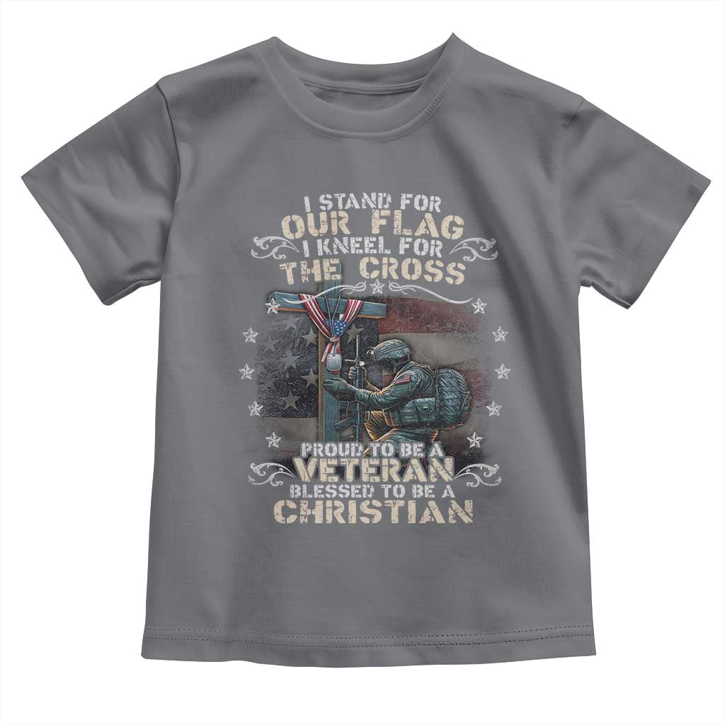 I Stand For Our Flag I Kneel For The Cross Proud Christian Veteran Toddler T Shirt