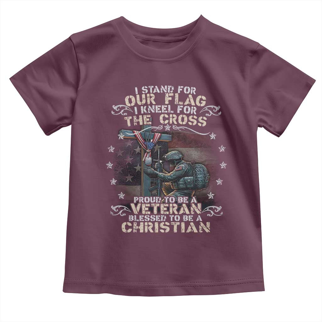 I Stand For Our Flag I Kneel For The Cross Proud Christian Veteran Toddler T Shirt