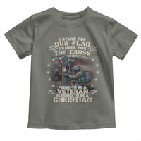 I Stand For Our Flag I Kneel For The Cross Proud Christian Veteran Toddler T Shirt