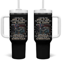 I Stand For Our Flag I Kneel For The Cross Proud Christian Veteran Tumbler With Handle