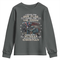 I Stand For Our Flag I Kneel For The Cross Proud Christian Veteran Youth Sweatshirt