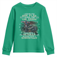 I Stand For Our Flag I Kneel For The Cross Proud Christian Veteran Youth Sweatshirt