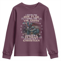 I Stand For Our Flag I Kneel For The Cross Proud Christian Veteran Youth Sweatshirt