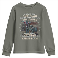I Stand For Our Flag I Kneel For The Cross Proud Christian Veteran Youth Sweatshirt