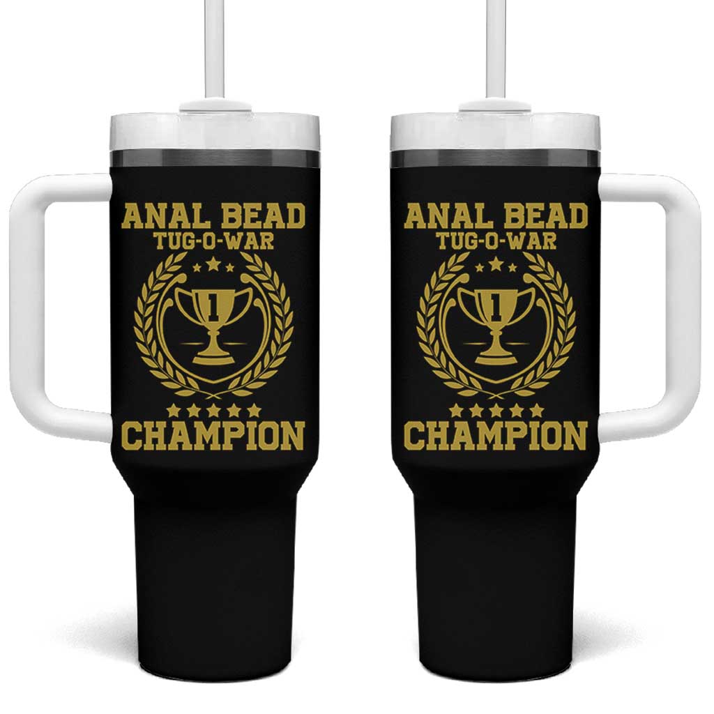 Funny #1 Anal Bead Tug O War Champion Tumbler With Handle Adult Humor Cringe - Wonder Print Shop