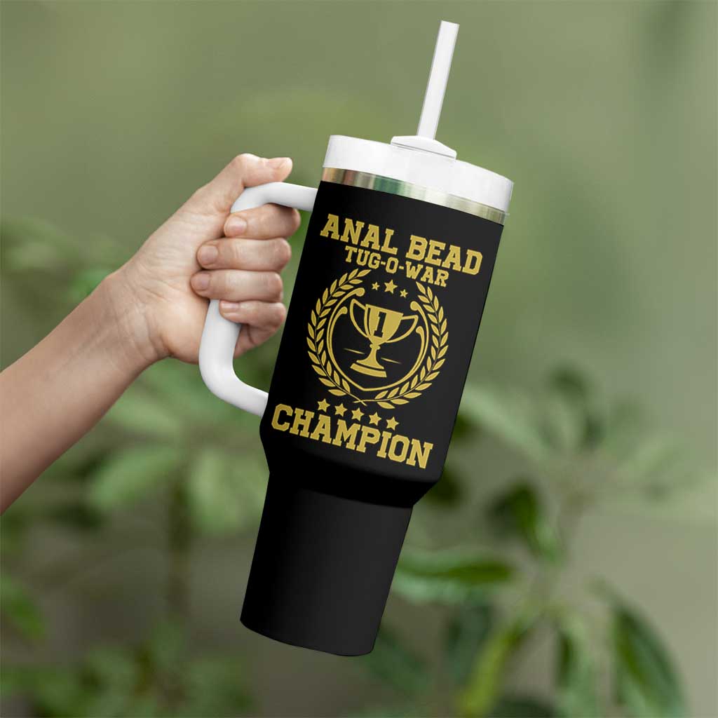 Funny #1 Anal Bead Tug O War Champion Tumbler With Handle Adult Humor Cringe - Wonder Print Shop