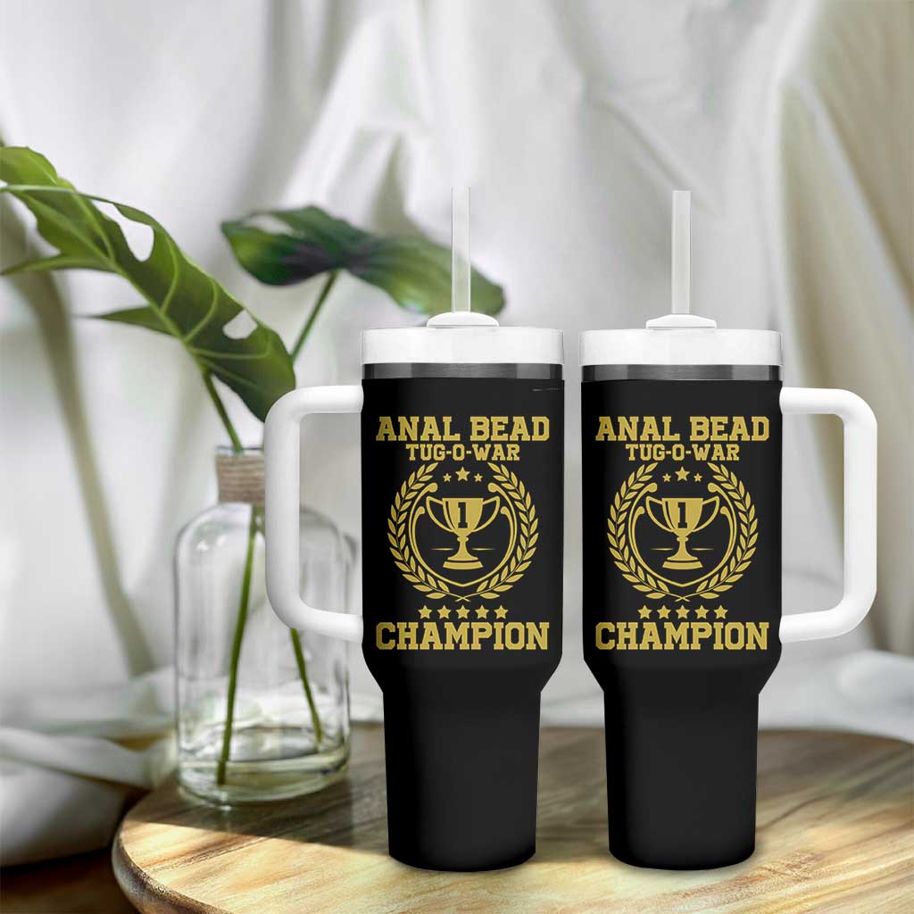 Funny #1 Anal Bead Tug O War Champion Tumbler With Handle Adult Humor Cringe - Wonder Print Shop