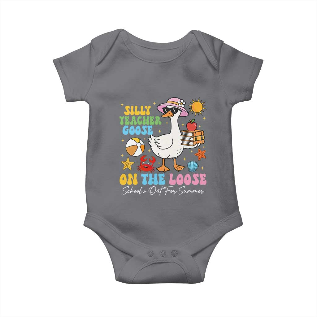 Funny School's Out For Summer Teacher Baby Onesie Silly Teacher Goose On The Loose Summer Break