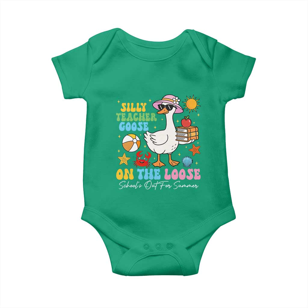 Funny School's Out For Summer Teacher Baby Onesie Silly Teacher Goose On The Loose Summer Break