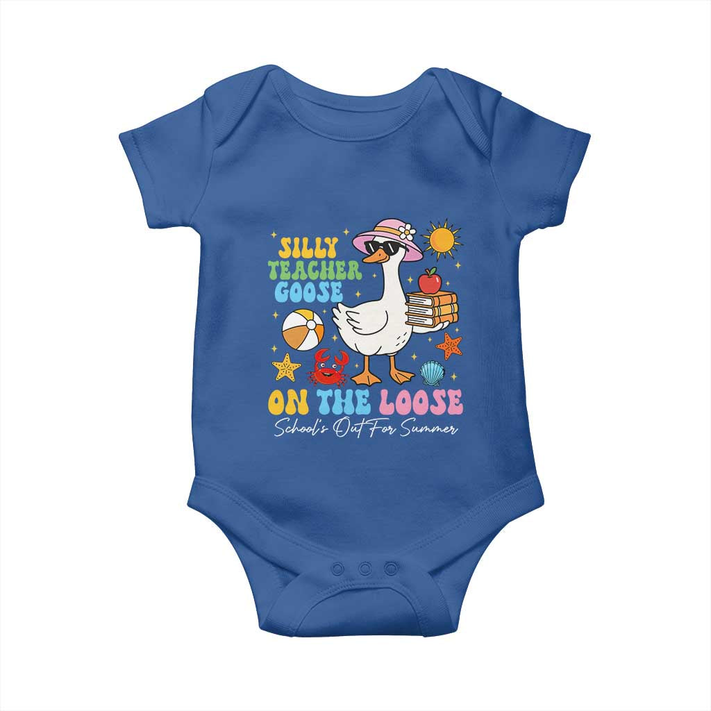 Funny School's Out For Summer Teacher Baby Onesie Silly Teacher Goose On The Loose Summer Break