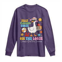 Funny School's Out For Summer Teacher Long Sleeve Shirt Silly Teacher Goose On The Loose Summer Break