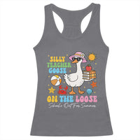 Funny School's Out For Summer Teacher Racerback Tank Top Silly Teacher Goose On The Loose Summer Break