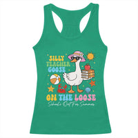 Funny School's Out For Summer Teacher Racerback Tank Top Silly Teacher Goose On The Loose Summer Break