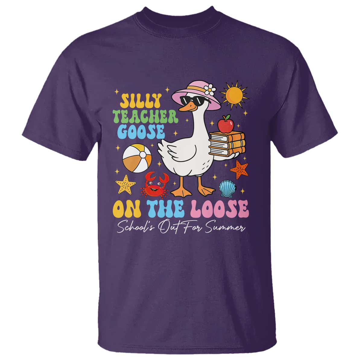 Funny School's Out For Summer Teacher T Shirt Silly Teacher Goose On The Loose Summer Break