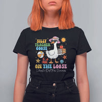 Funny School's Out For Summer Teacher T Shirt For Women Silly Teacher Goose On The Loose Summer Break