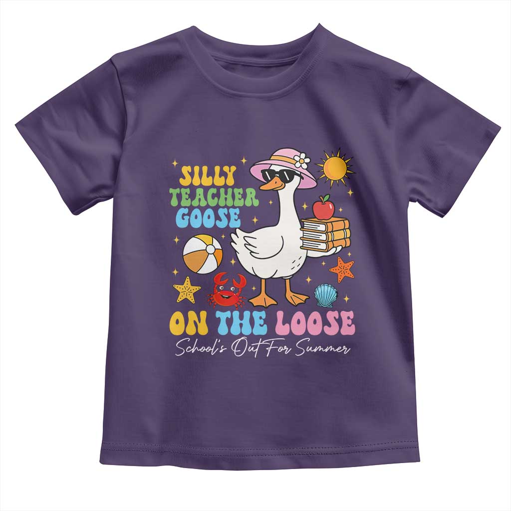 Funny School's Out For Summer Teacher Toddler T Shirt Silly Teacher Goose On The Loose Summer Break