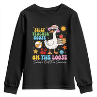 Funny School's Out For Summer Teacher Youth Sweatshirt Silly Teacher Goose On The Loose Summer Break