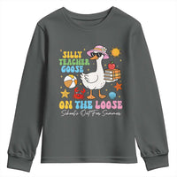 Funny School's Out For Summer Teacher Youth Sweatshirt Silly Teacher Goose On The Loose Summer Break