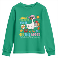 Funny School's Out For Summer Teacher Youth Sweatshirt Silly Teacher Goose On The Loose Summer Break